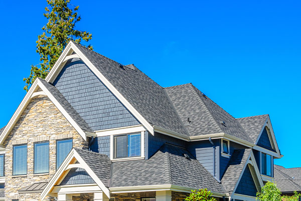 a house with a tree in the background after a new roof installation in lake elmo