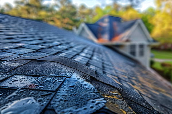 a close up of a roof leaking in need of emergency roof repair